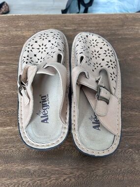 Alegria Klover Fawn Tan Leather Slide Sandals Comfort Mule Shoes EU 39